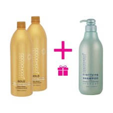 2x Brazilský keratin Gold 1000ml + ZDARMA Čistící šampon 1000ml COCOCHOCO